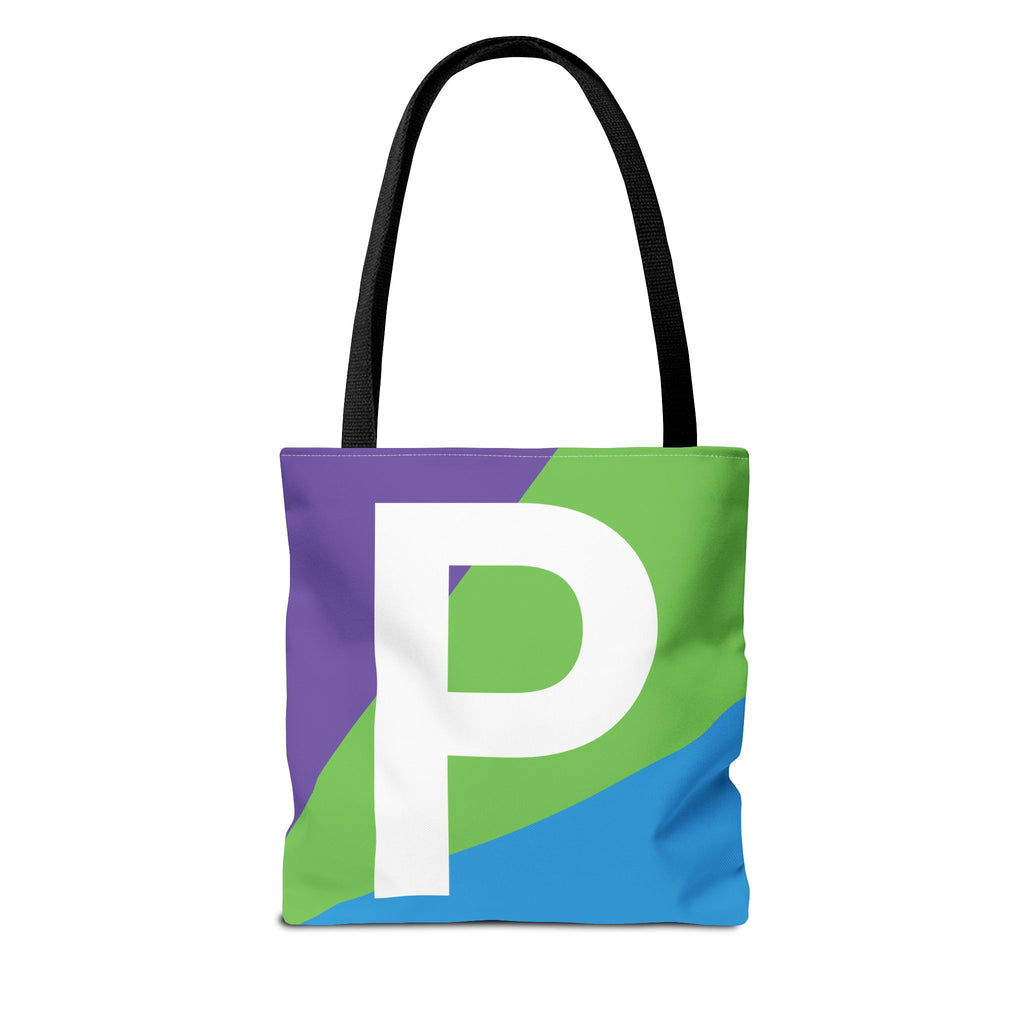 Monogram 'P' Colorblock Tote Bag — Personalized Initial P Shoulder Tote