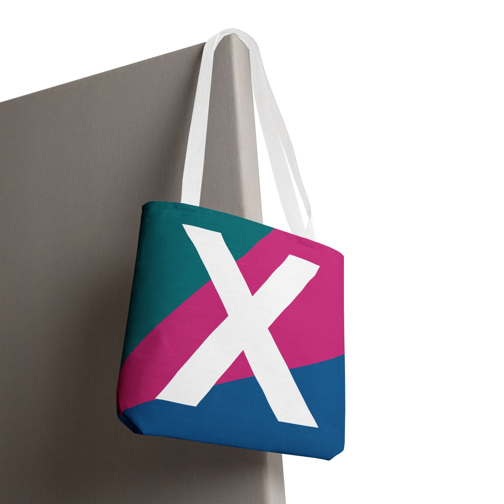 Monogram 'X' Colorblock Tote Bag — Personalized Initial X Shoulder Tote