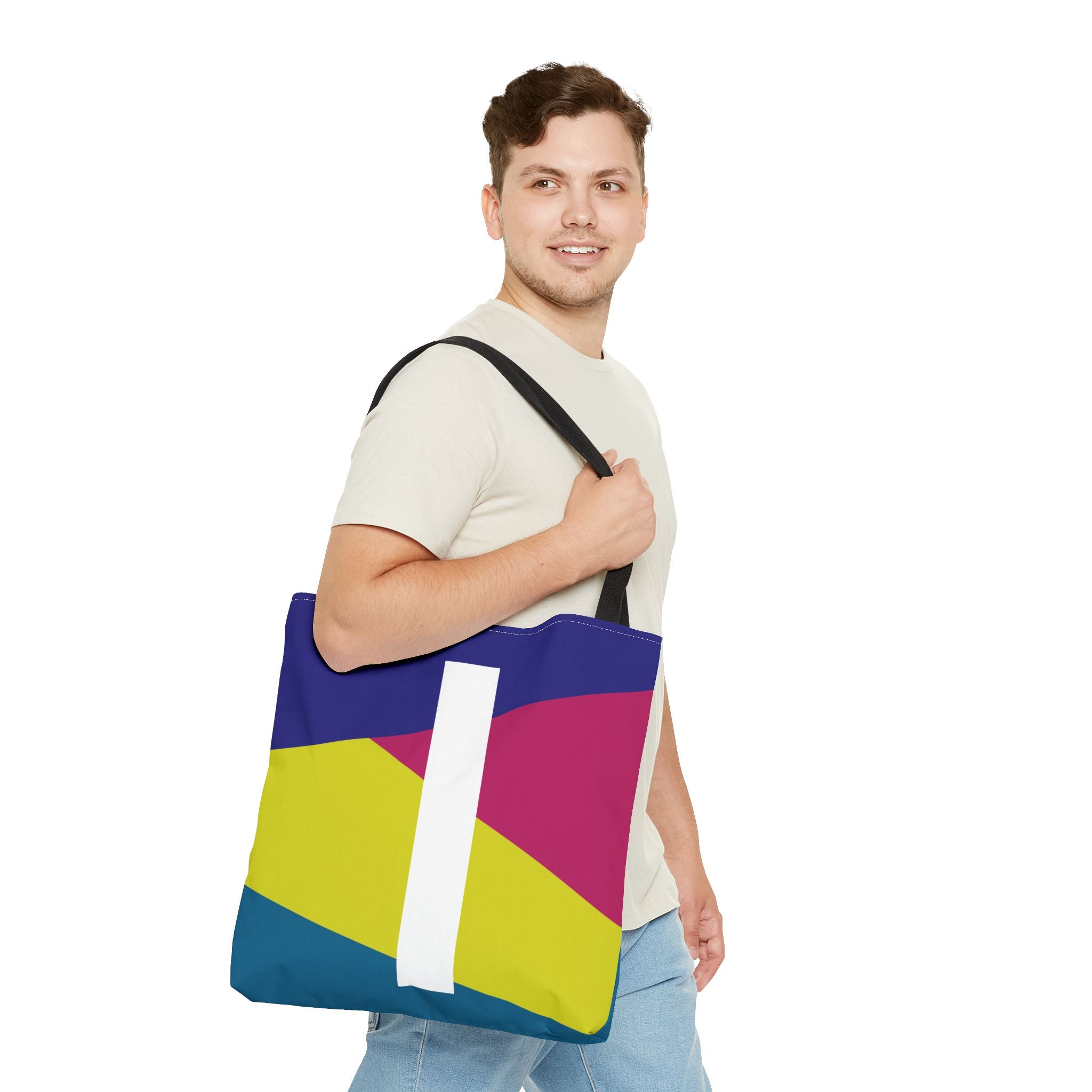 Monogram 'I' Colorblock Tote Bag — Personalized Initial I Shoulder Tote