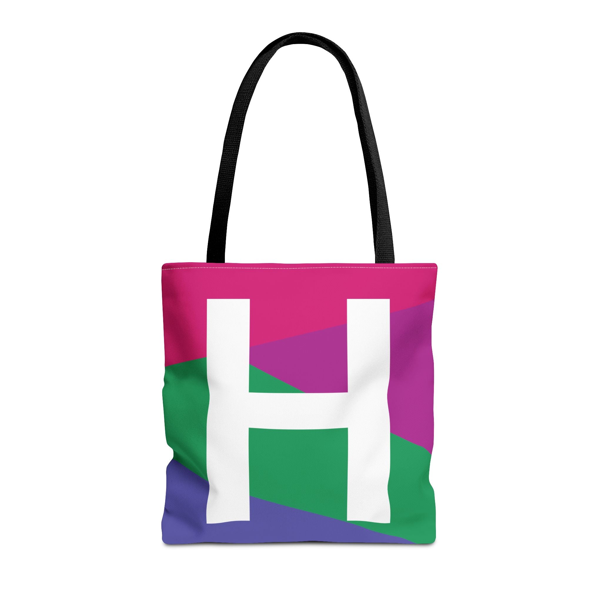 Monogram 'H' Colorblock Tote Bag — Personalized Initial H Shoulder Tote