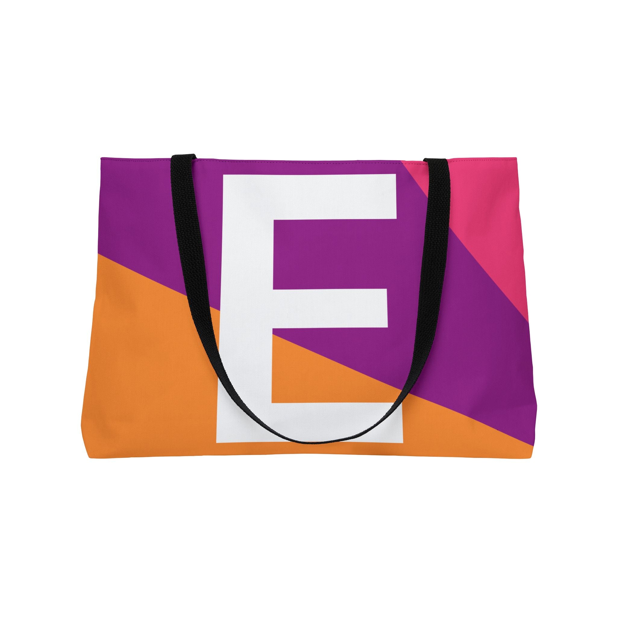 Personalized 'E' Colorblock Tote Bag — Monogram Weekender Tote