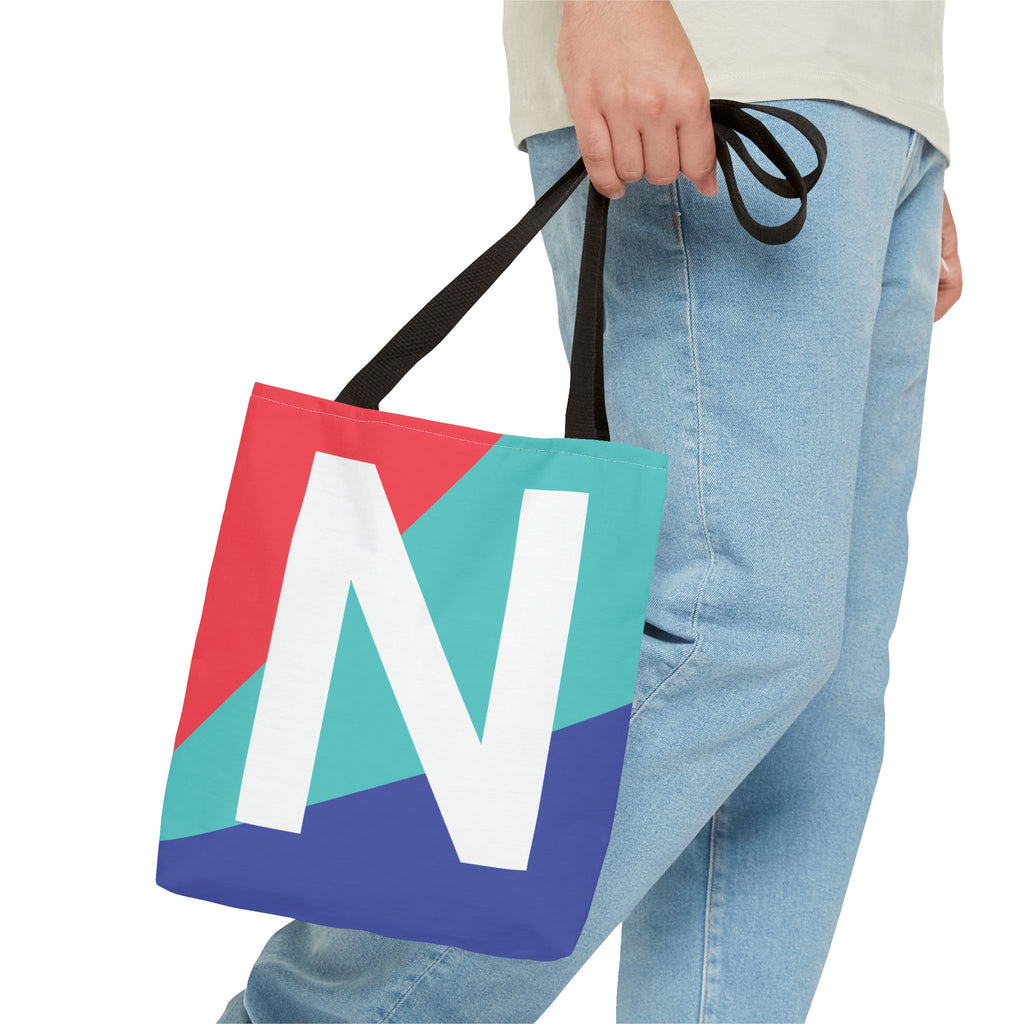 Monogram 'N' Colorblock Tote Bag — Personalized Initial N Shoulder Tote