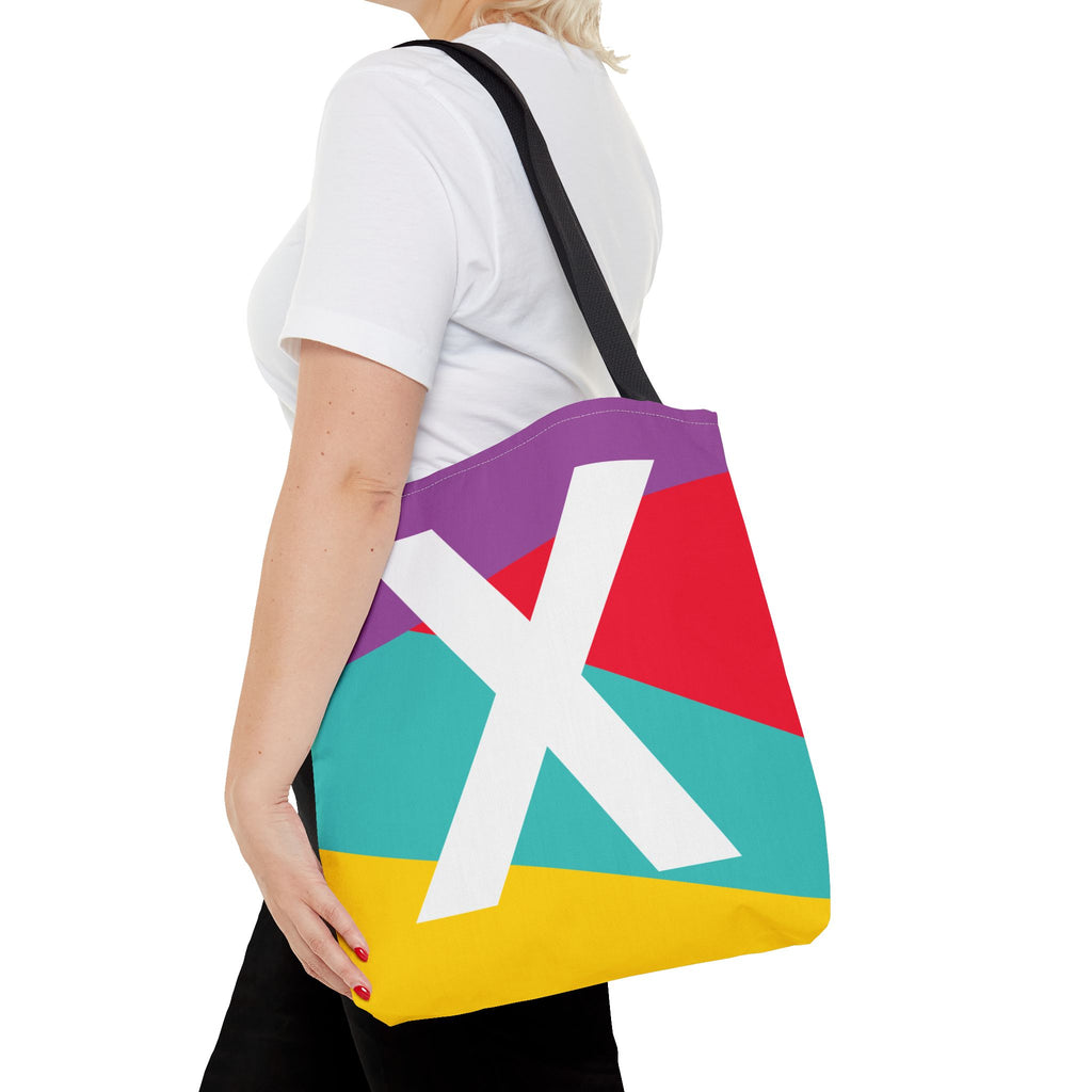 Monogram 'X' Colorblock Tote Bag — Personalized Initial X Shoulder Tote