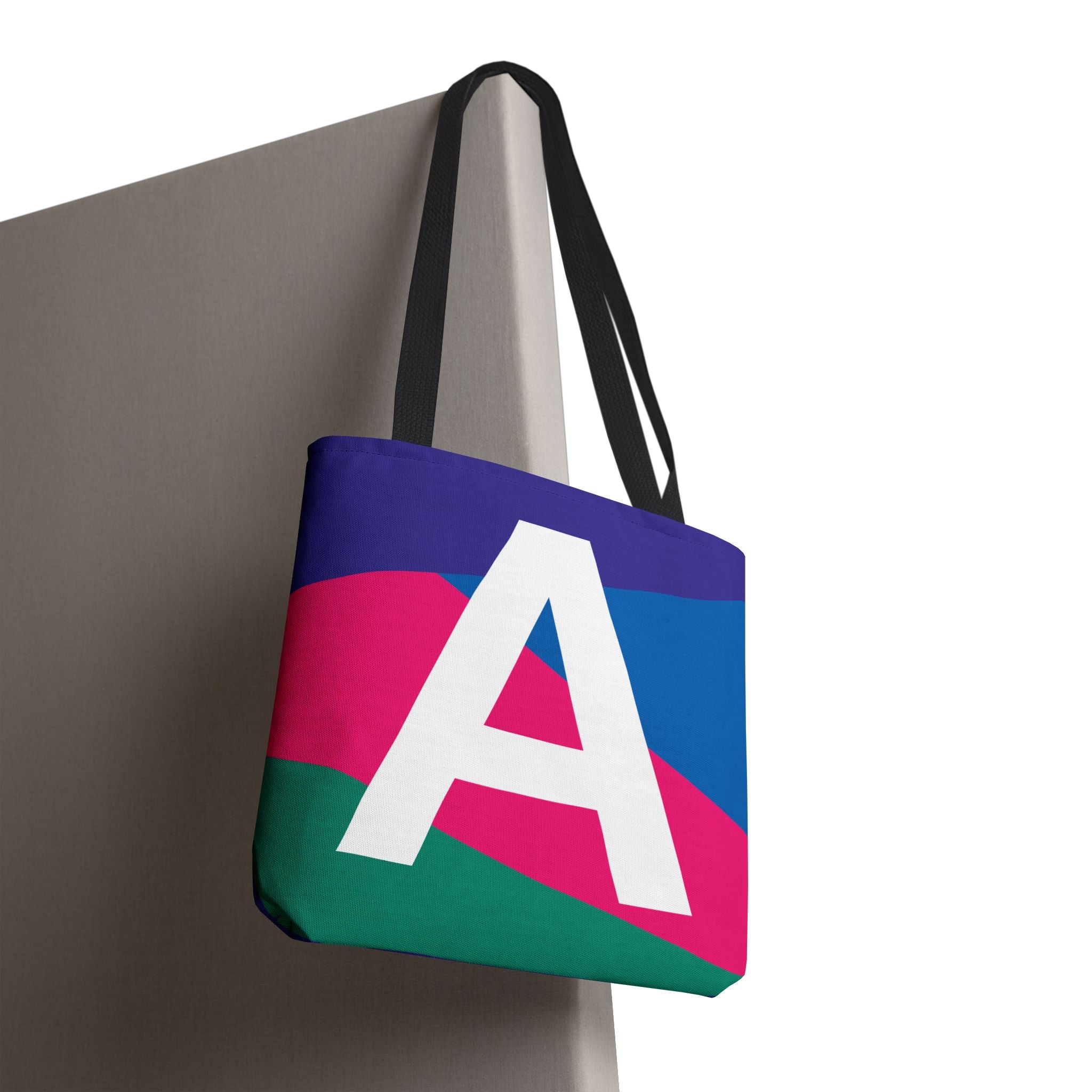 Monogram 'A' Colorblock Tote Bag — Personalized Initial A Shoulder Tote
