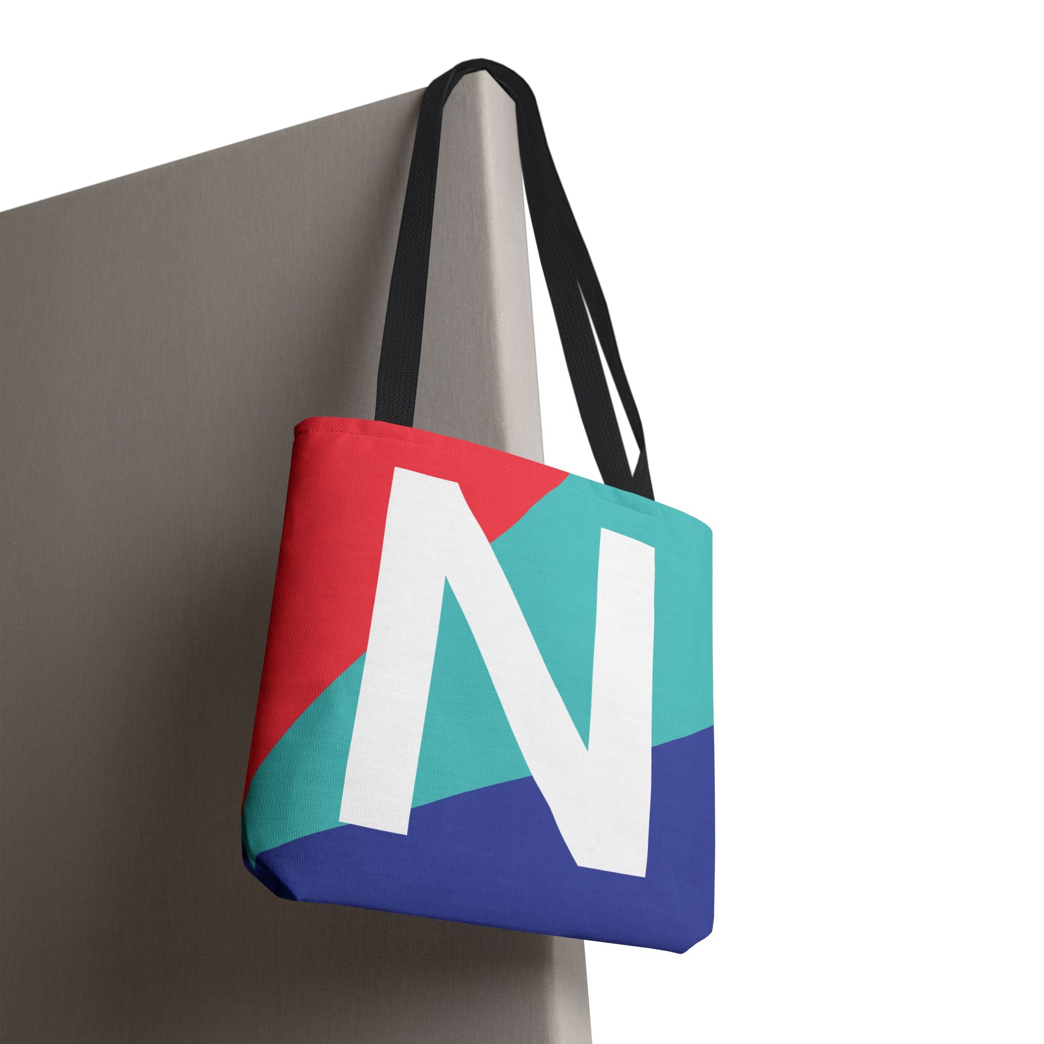 Monogram 'N' Colorblock Tote Bag — Personalized Initial N Shoulder Tote