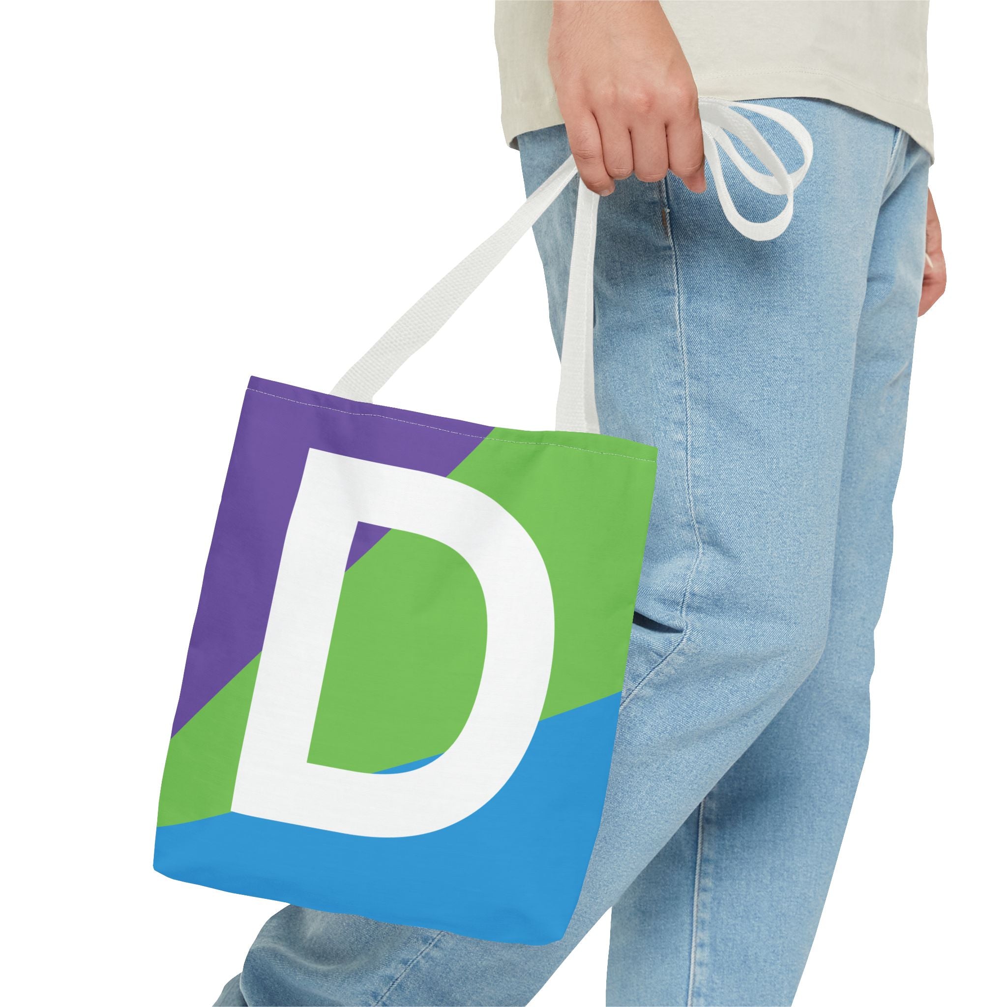 Monogram 'D' Colorblock Tote Bag — Personalized Initial D Shoulder Tote