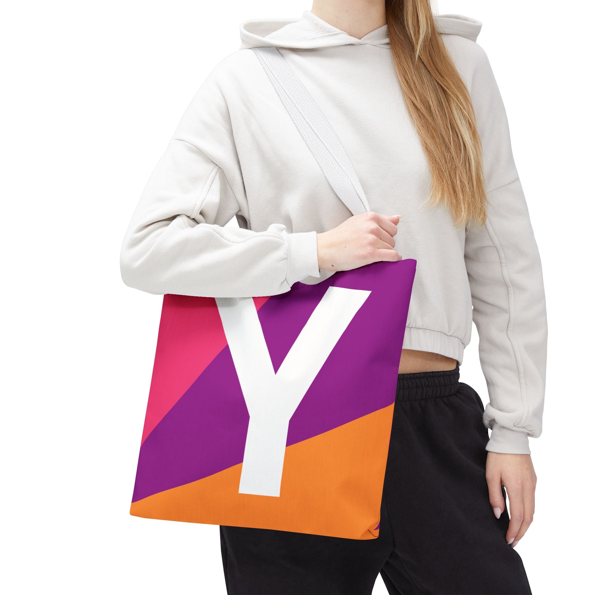Monogram 'Y' Colorblock Tote Bag — Personalized Initial Y Shoulder Tote