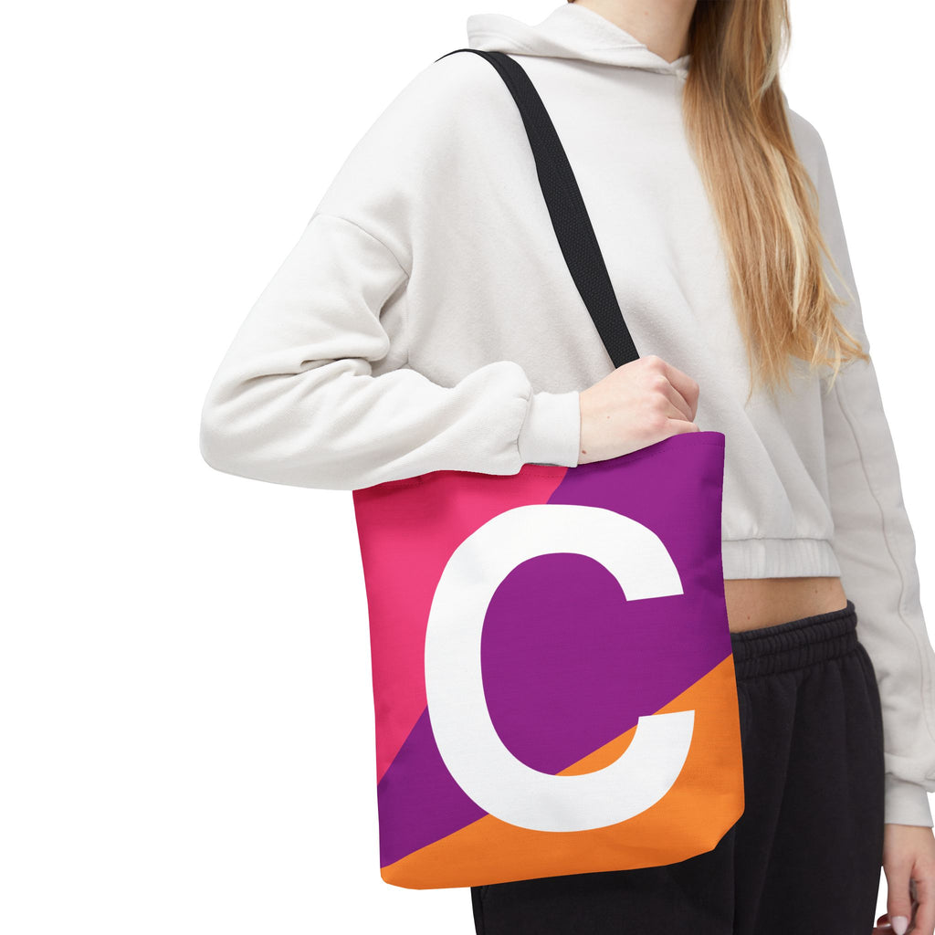 Monogram 'C' Colorblock Tote Bag — Personalized Initial C Shoulder Tote