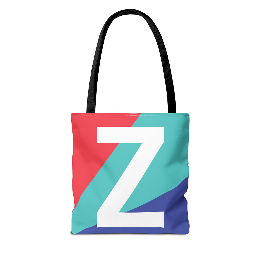 Monogram 'Z' Colorblock Tote Bag — Personalized Initial Z Shoulder Tote