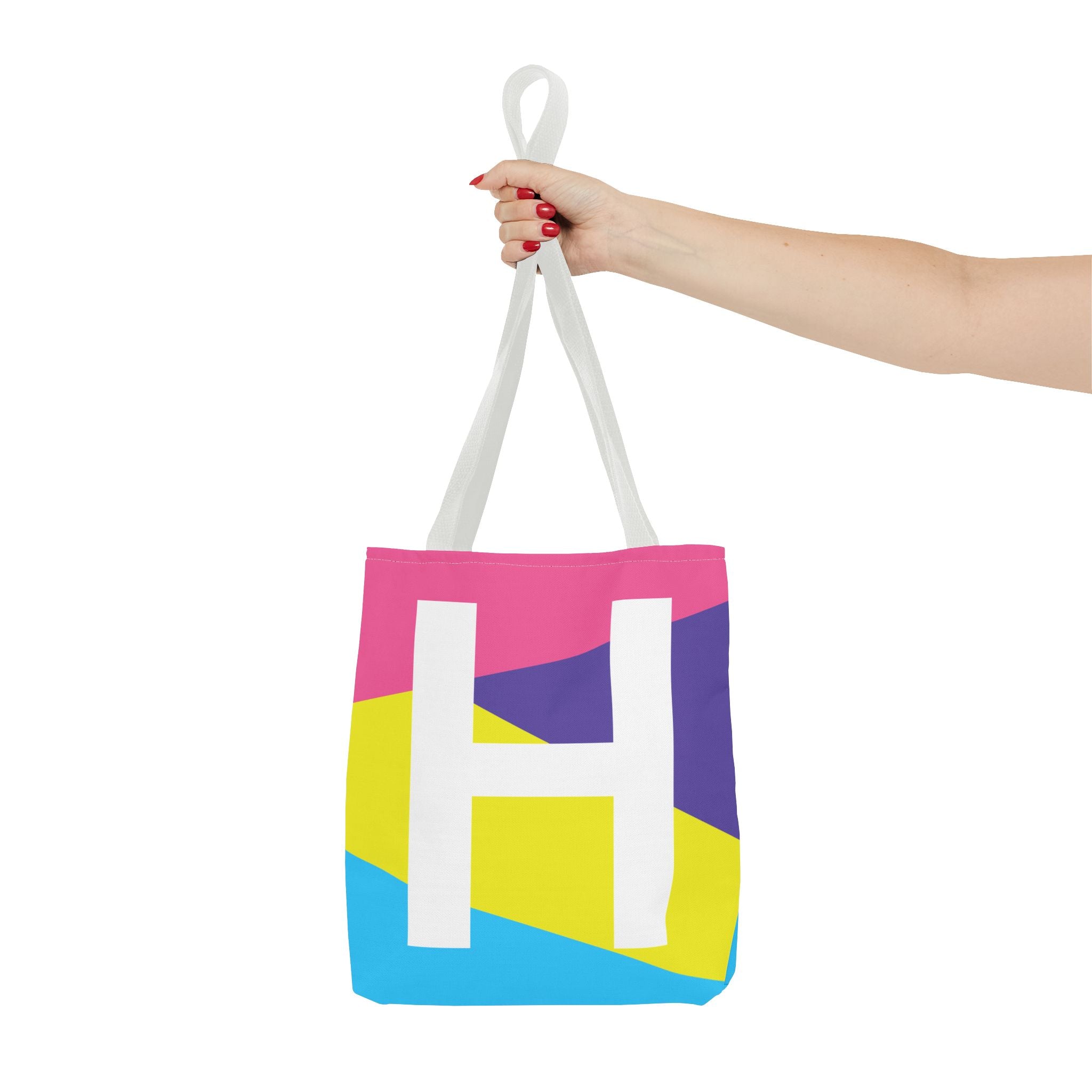 Monogram 'H' Colorblock Tote Bag — Personalized Initial H Shoulder Tote