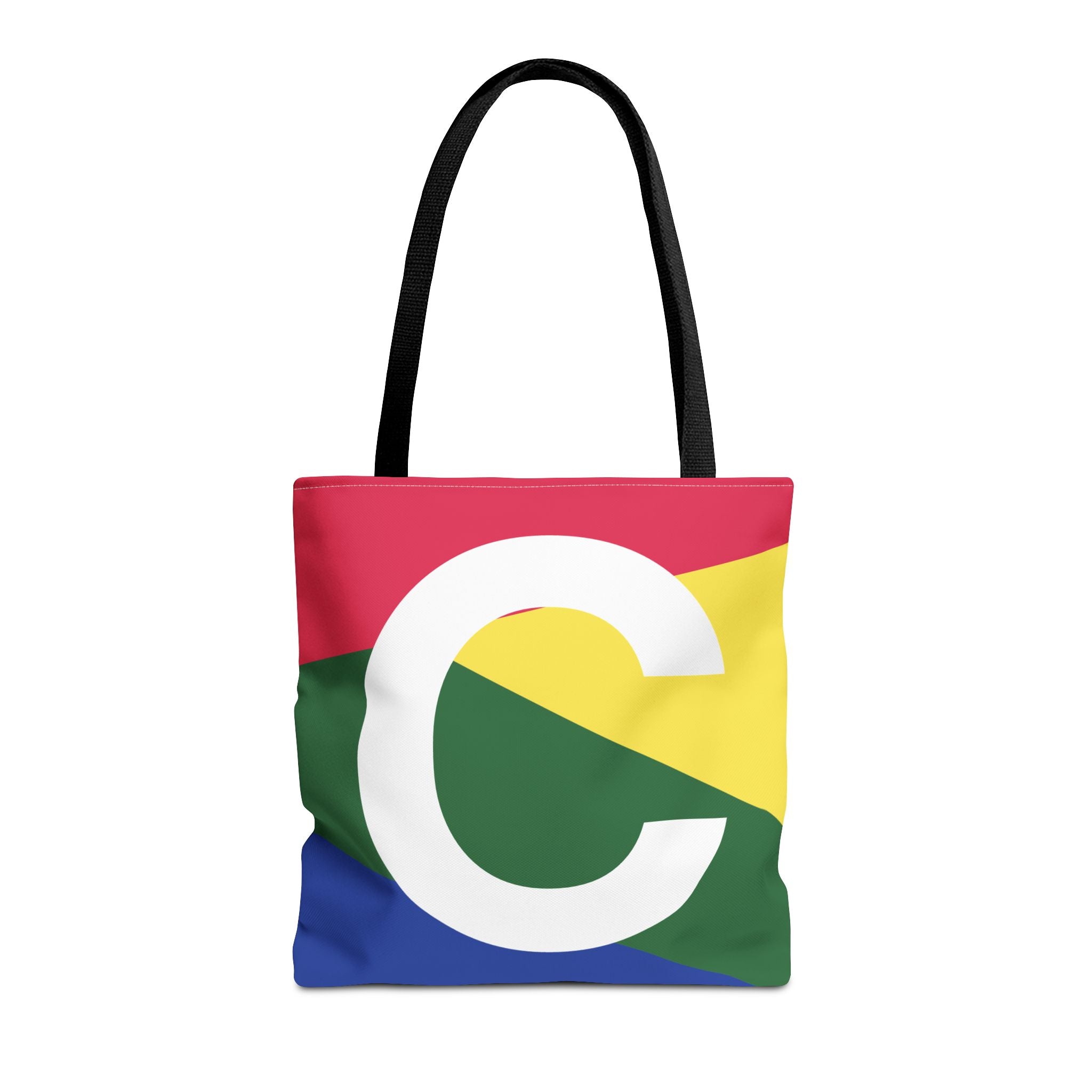 Monogram 'C' Colorblock Tote Bag — Personalized Initial C Shoulder Tote