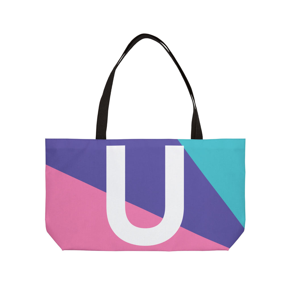Personalized 'U' Colorblock Tote Bag — Monogram Weekender Tote
