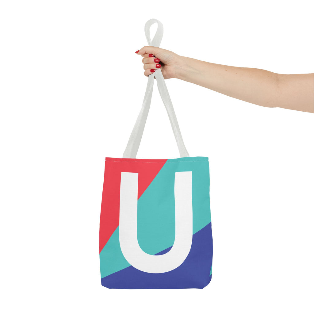 Monogram 'U' Colorblock Tote Bag — Personalized Initial U Shoulder Tote