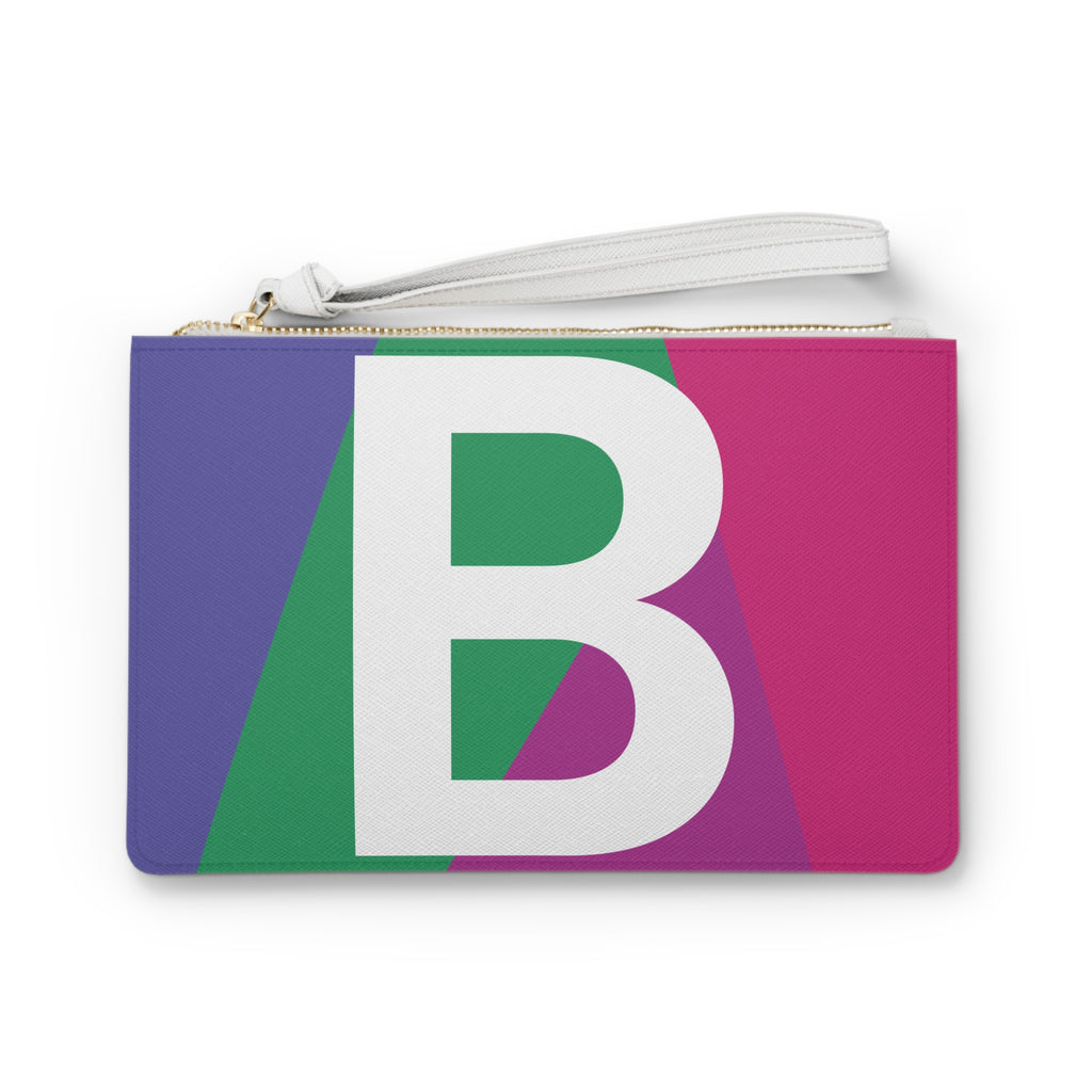 Monogram 'B' Colorblock Clutch Bag — Bold Geometric Wristlet for Everyday & Gifts