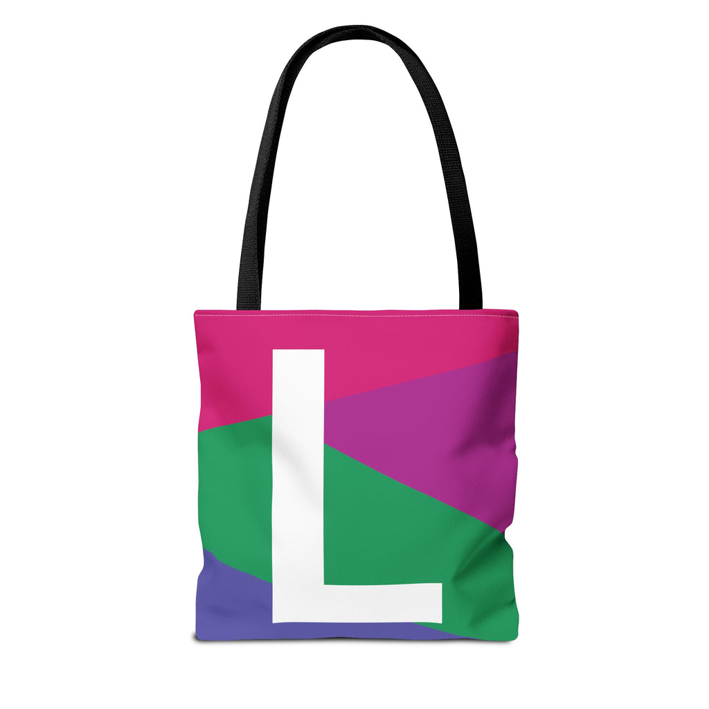 Monogram 'L' Colorblock Tote Bag — Personalized Initial L Shoulder Tote