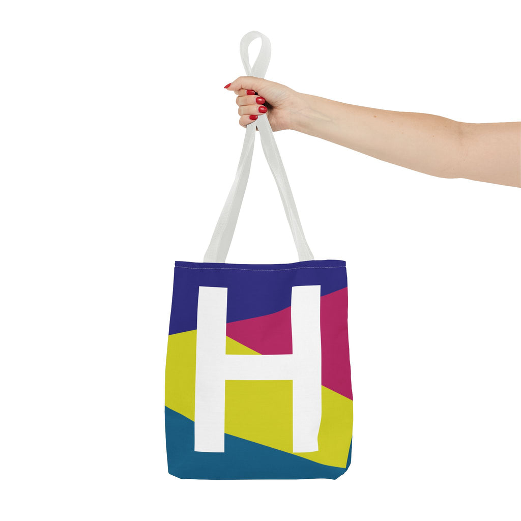 Monogram 'H' Colorblock Tote Bag — Personalized Initial H Shoulder Tote