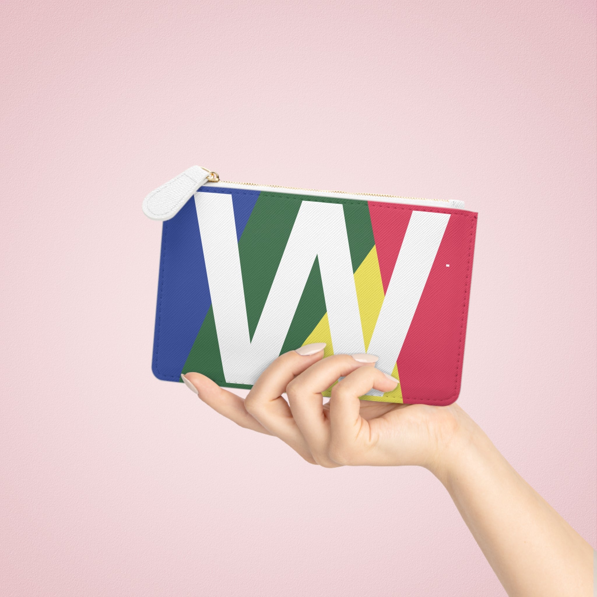 Initial W Mini Clutch — Colorblock Monogram Wristlet Wallet
