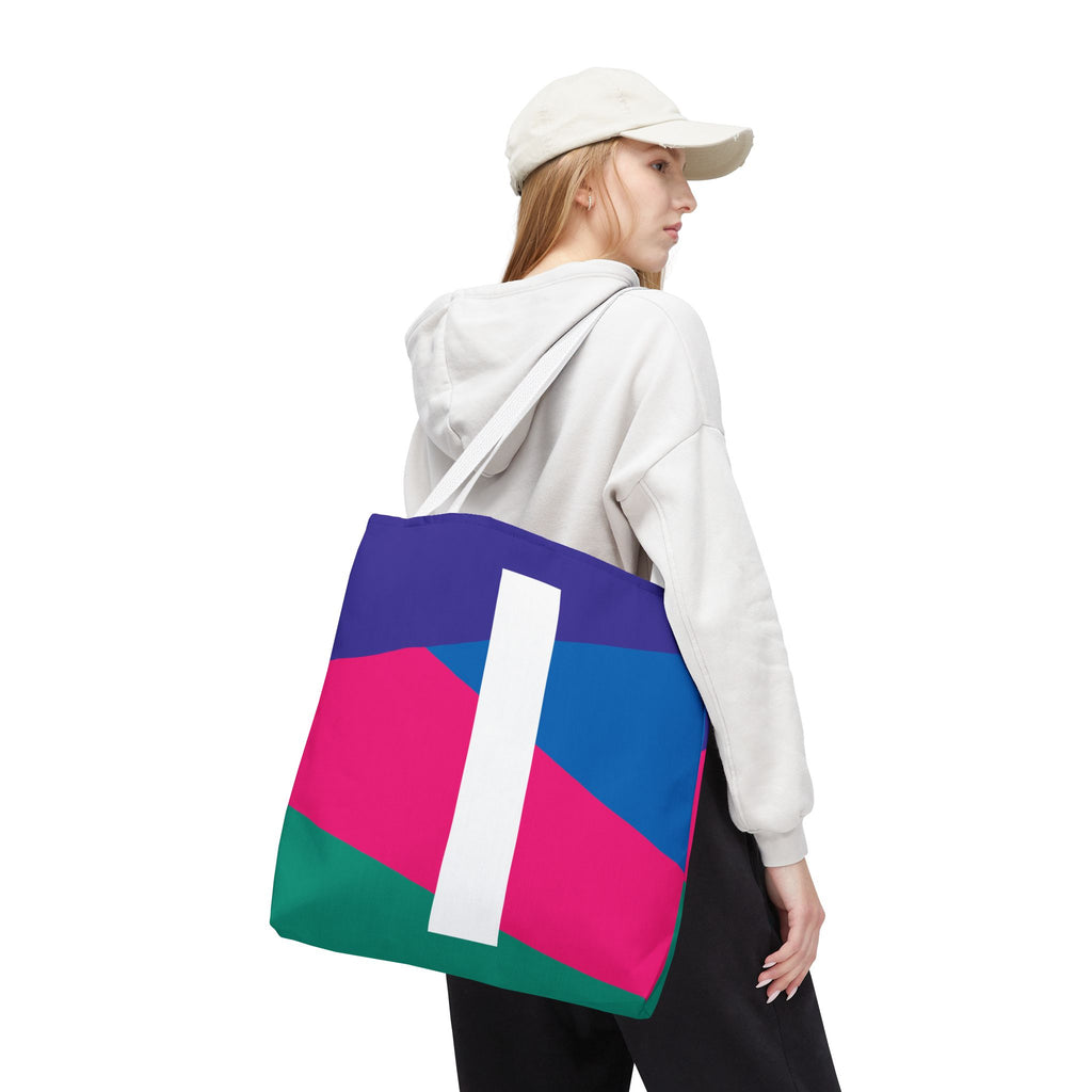 Monogram 'I' Colorblock Tote Bag — Personalized Initial I Shoulder Tote
