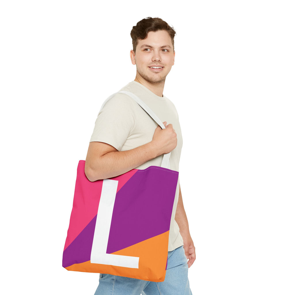 Monogram 'L' Colorblock Tote Bag — Personalized Initial L Shoulder Tote