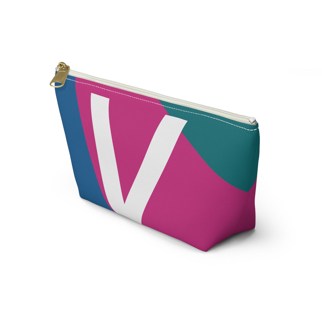 Initials Colorblock Accessory Pouch — Monogram V T-Bottom Cosmetic Bag