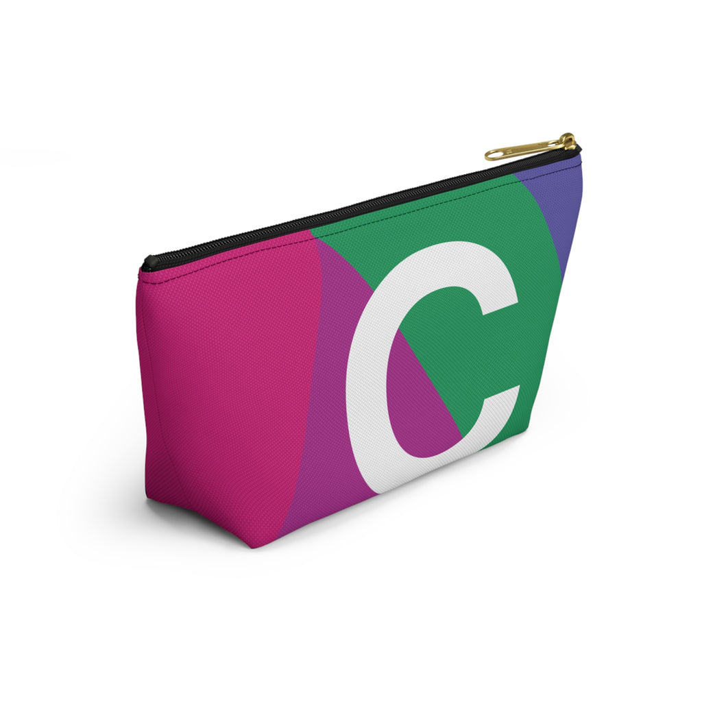 Initials Colorblock Accessory Pouch — Monogram C T-Bottom Cosmetic Bag