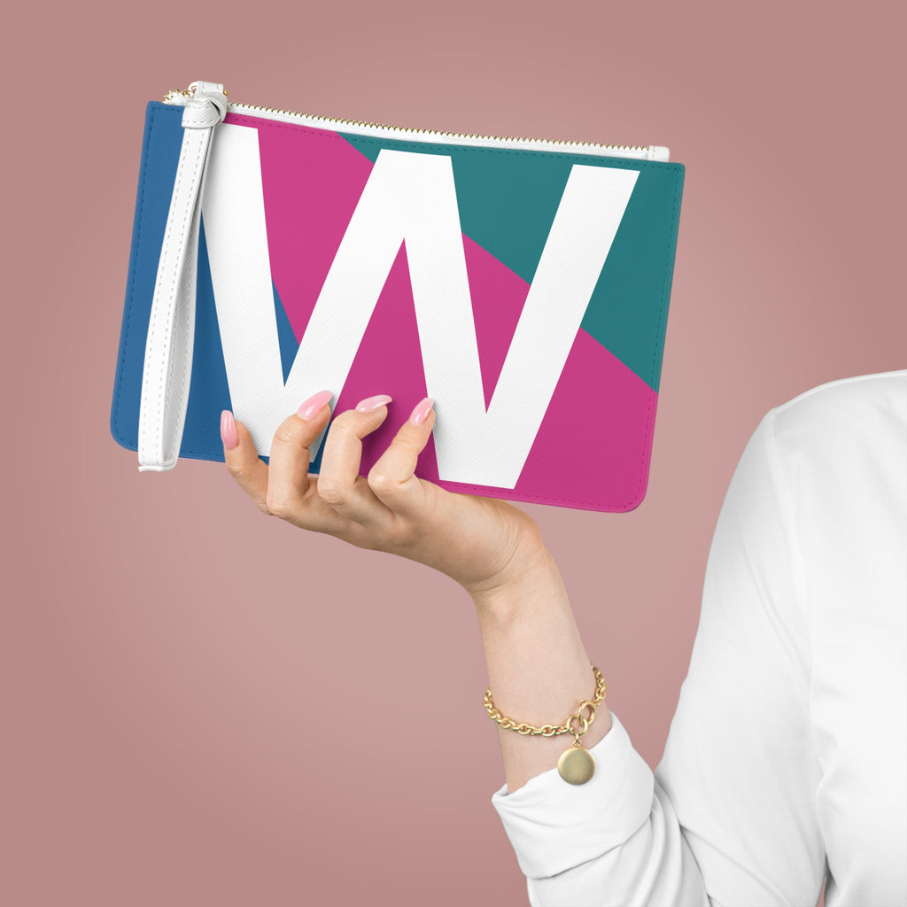 Monogram 'W' Colorblock Clutch Bag — Bold Geometric Wristlet for Everyday & Gifts