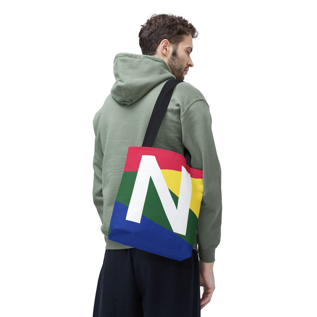 Monogram 'N' Colorblock Tote Bag — Personalized Initial N Shoulder Tote