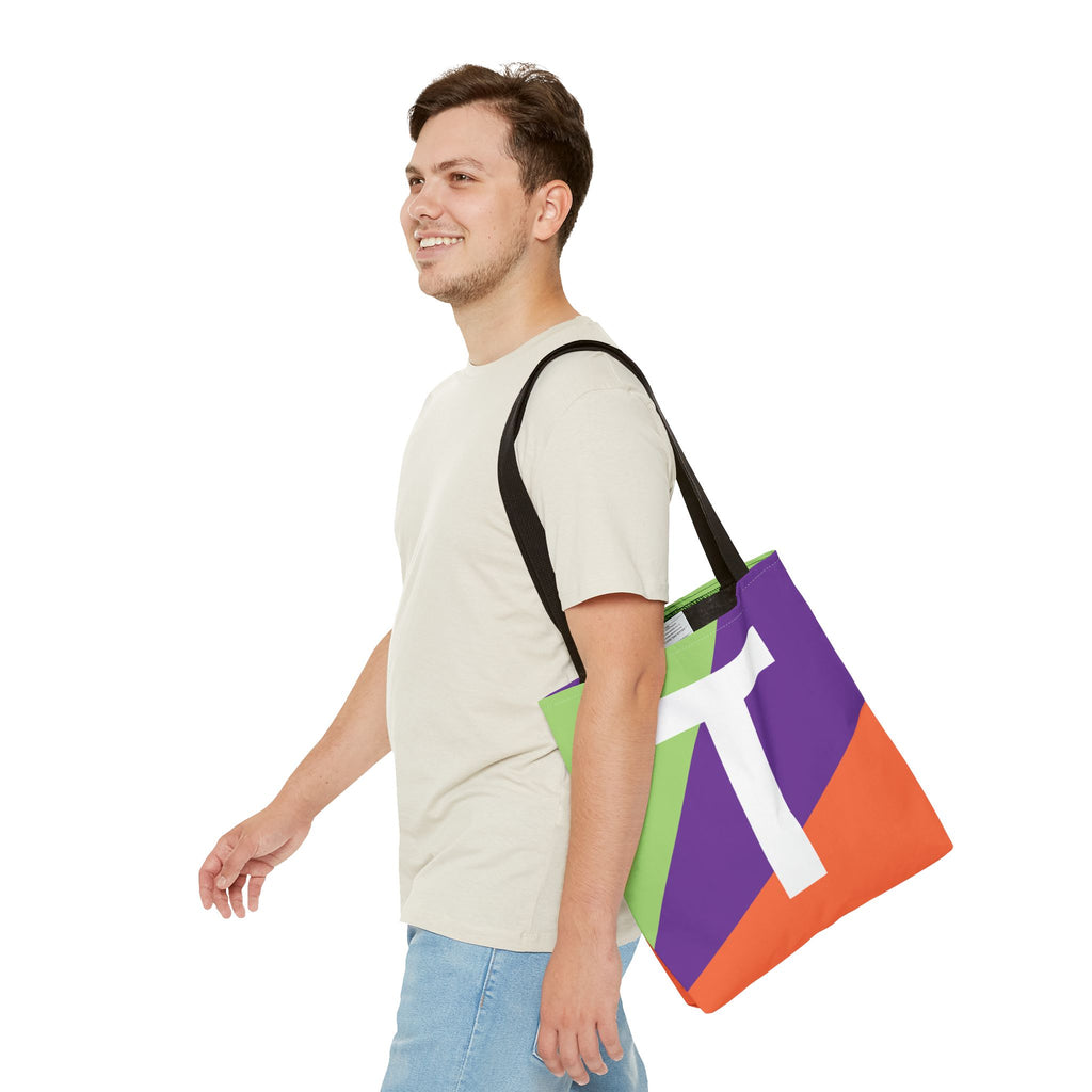 Monogram 'T' Colorblock Tote Bag — Personalized Initial T Shoulder Tote