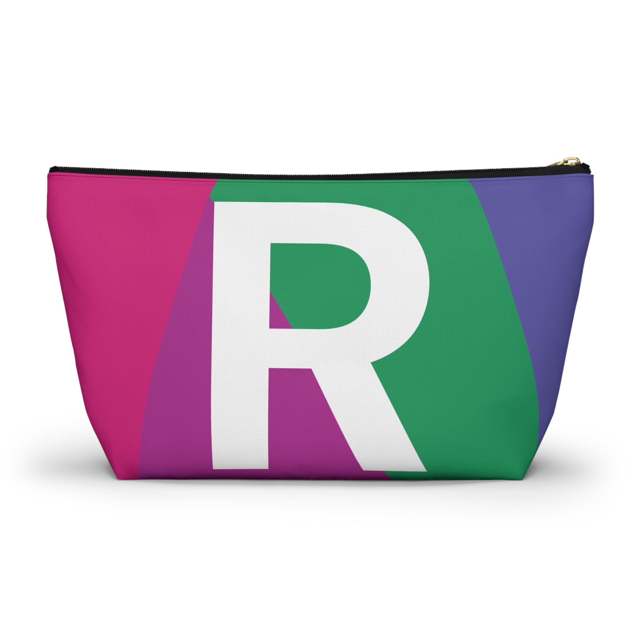 Initials Colorblock Accessory Pouch — Monogram R T-Bottom Cosmetic Bag