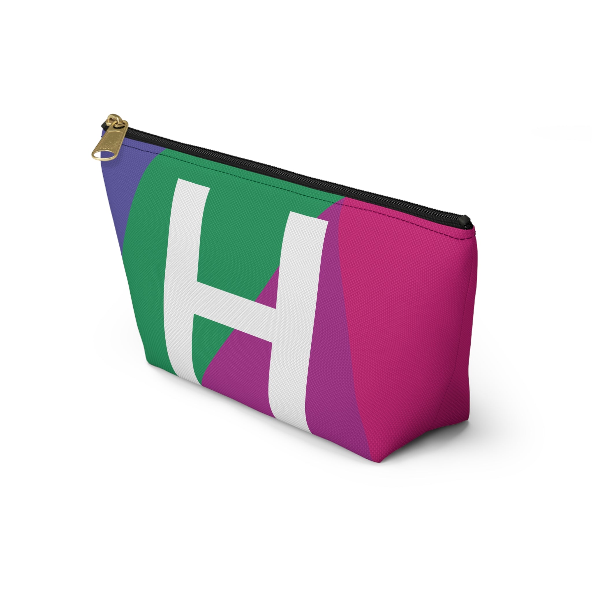 Initials Colorblock Accessory Pouch — Monogram H T-Bottom Cosmetic Bag