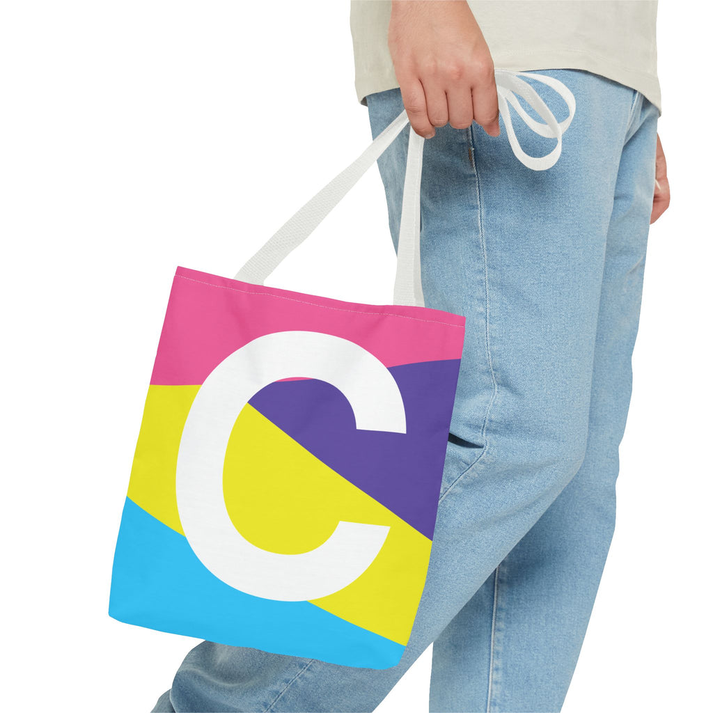 Monogram 'C' Colorblock Tote Bag — Personalized Initial C Shoulder Tote