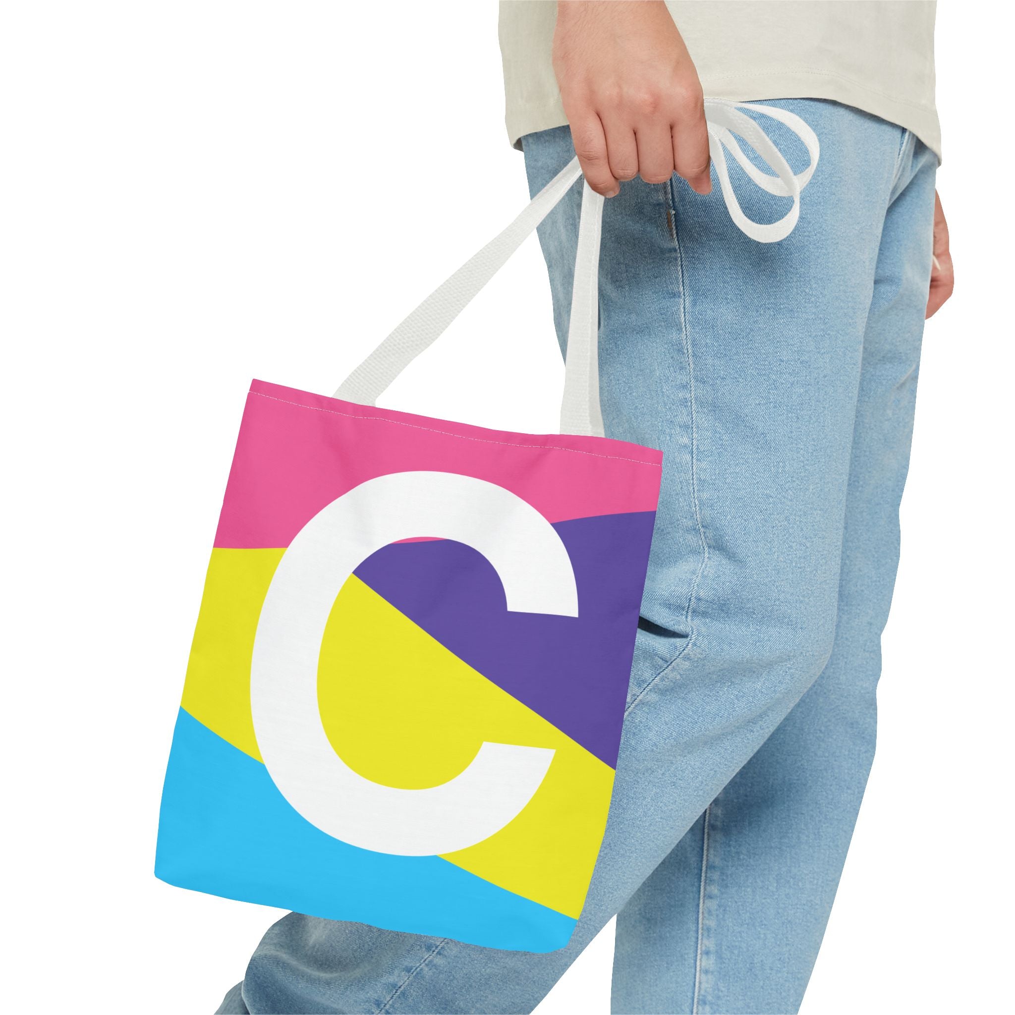 Monogram 'C' Colorblock Tote Bag — Personalized Initial C Shoulder Tote