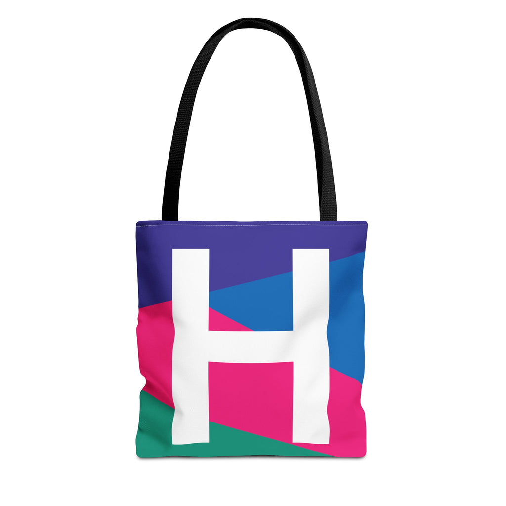 Monogram 'H' Colorblock Tote Bag — Personalized Initial H Shoulder Tote