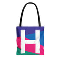 Monogram 'H' Colorblock Tote Bag — Personalized Initial H Shoulder Tote