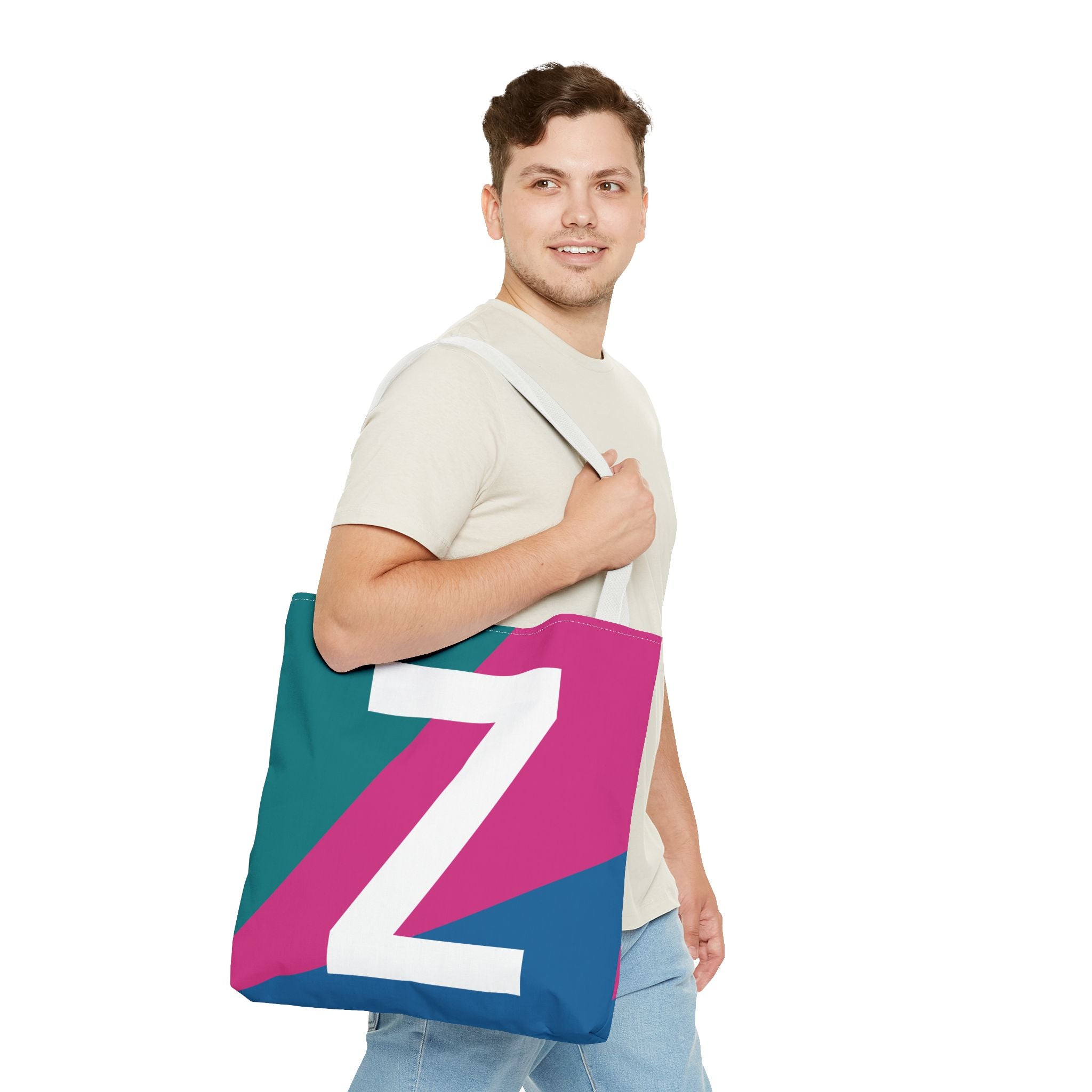 Monogram 'Z' Colorblock Tote Bag — Personalized Initial Z Shoulder Tote