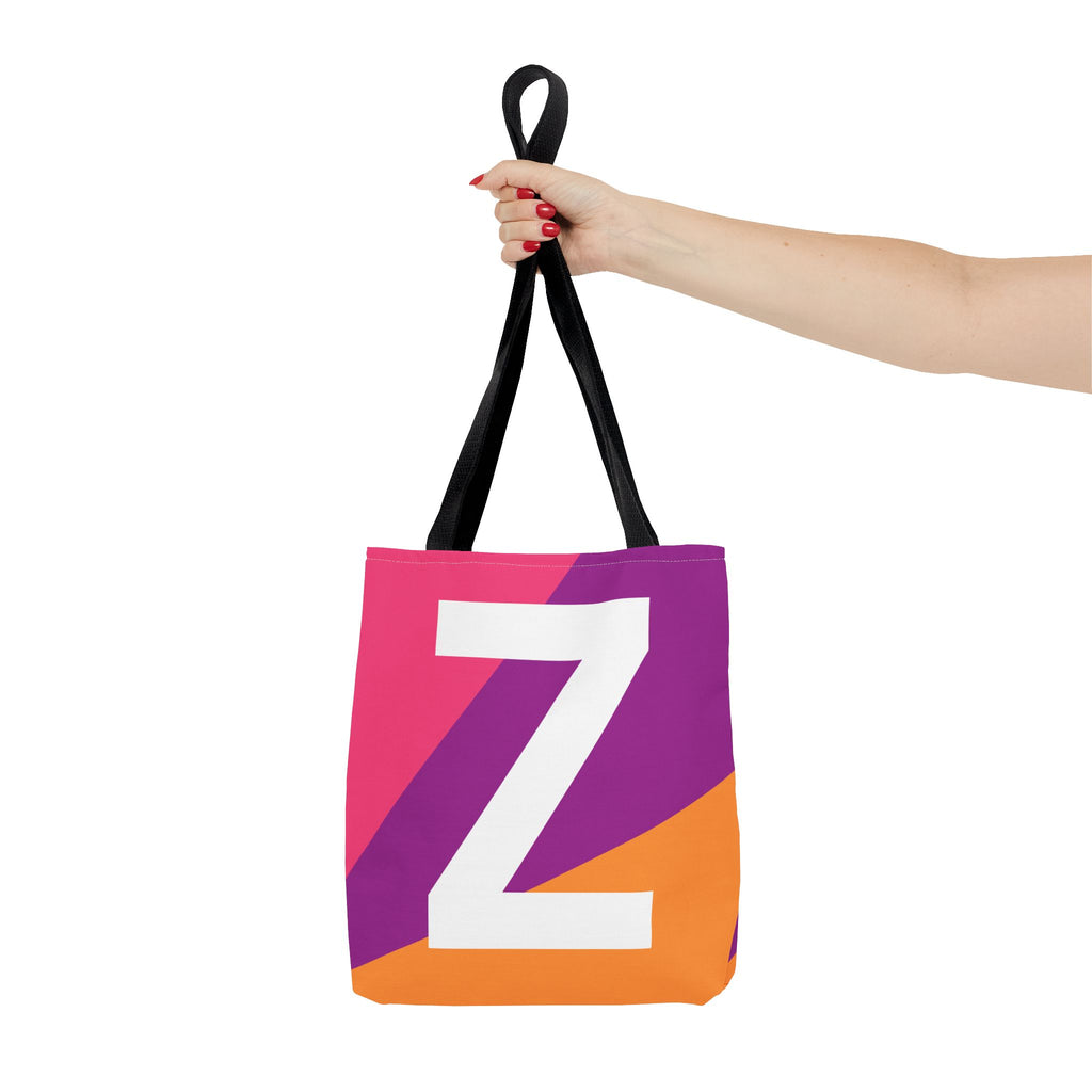 Monogram 'Z' Colorblock Tote Bag — Personalized Initial Z Shoulder Tote
