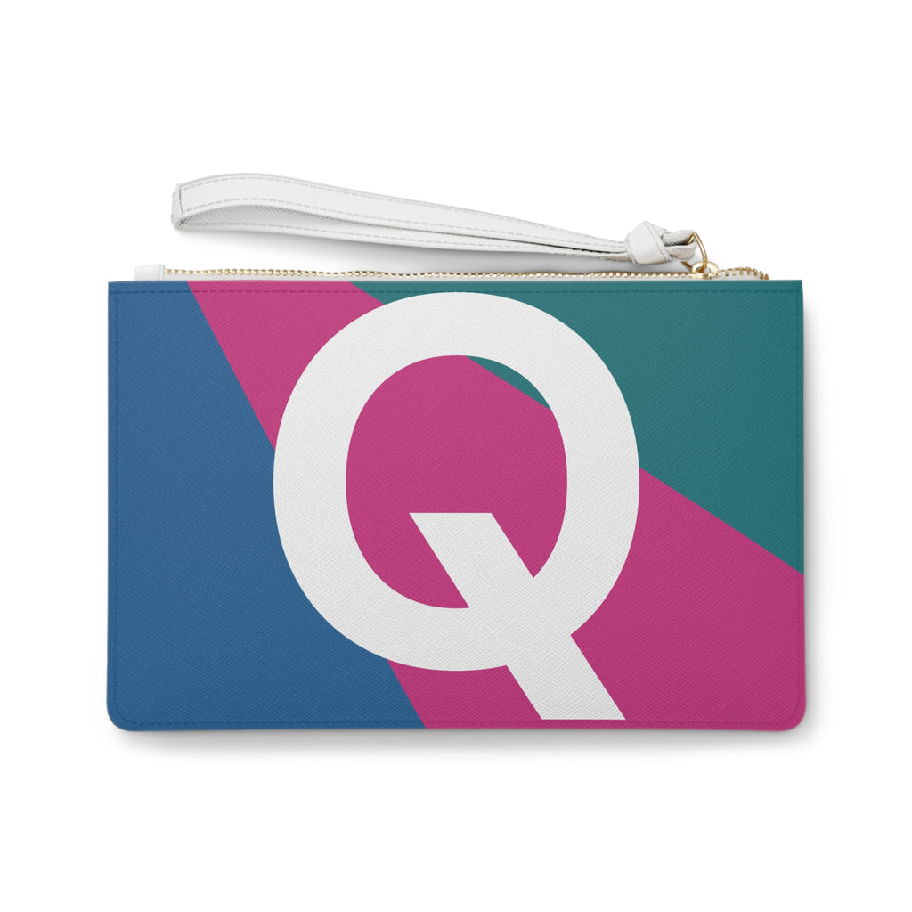 Monogram 'Q' Colorblock Clutch Bag — Bold Geometric Wristlet for Everyday & Gifts