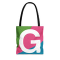 Monogram 'G' Colorblock Tote Bag — Personalized Initial G Shoulder Tote