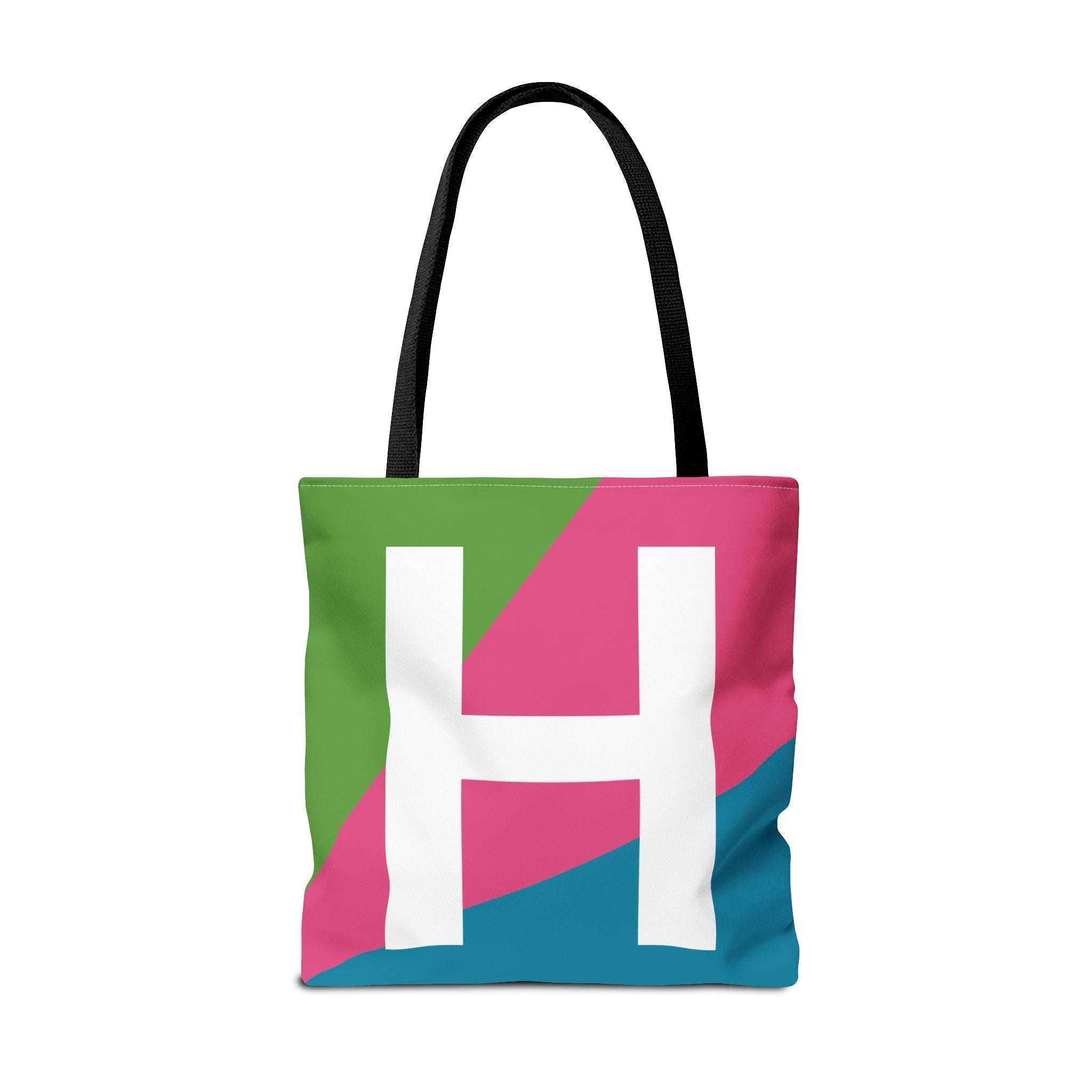 Monogram 'H' Colorblock Tote Bag — Personalized Initial H Shoulder Tote