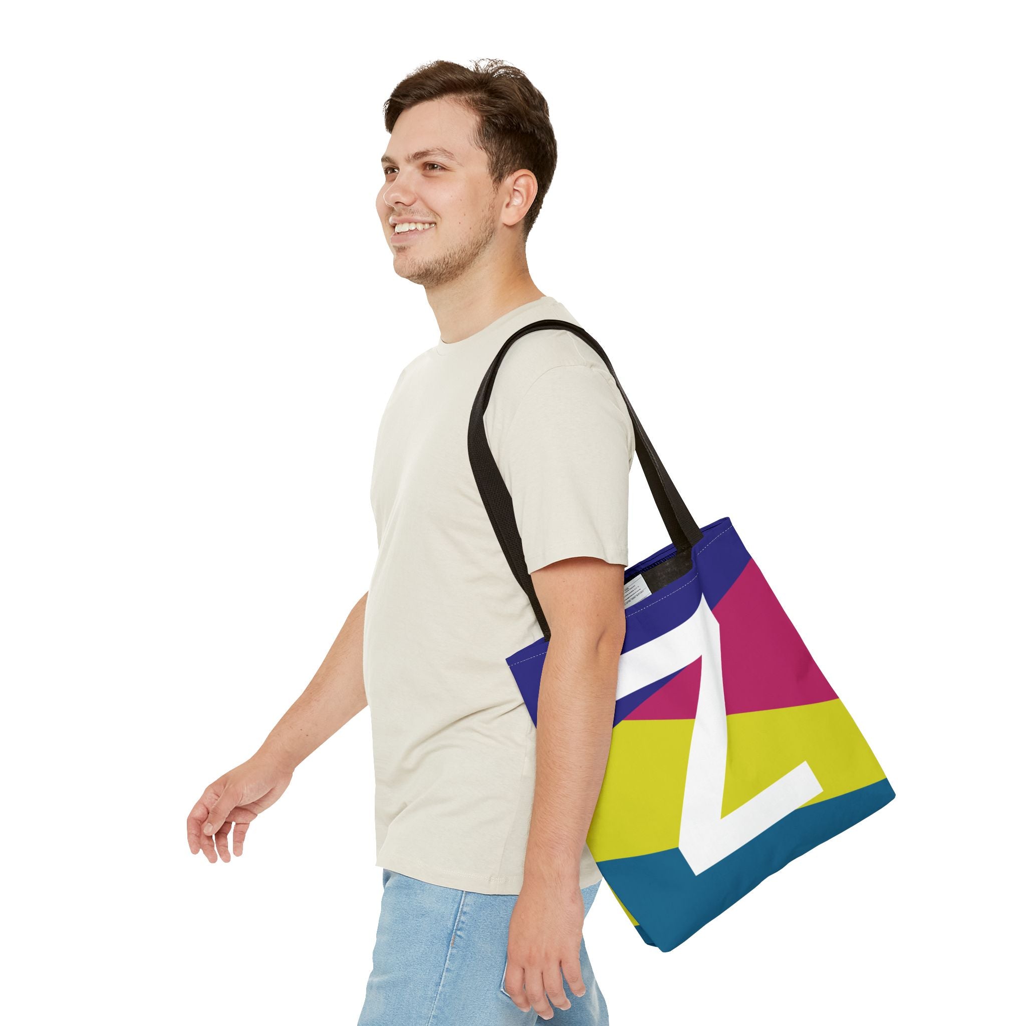 Monogram 'Z' Colorblock Tote Bag — Personalized Initial Z Shoulder Tote