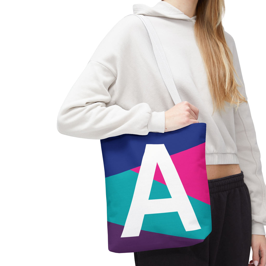 Monogram 'A' Colorblock Tote Bag — Personalized Initial A Shoulder Tote