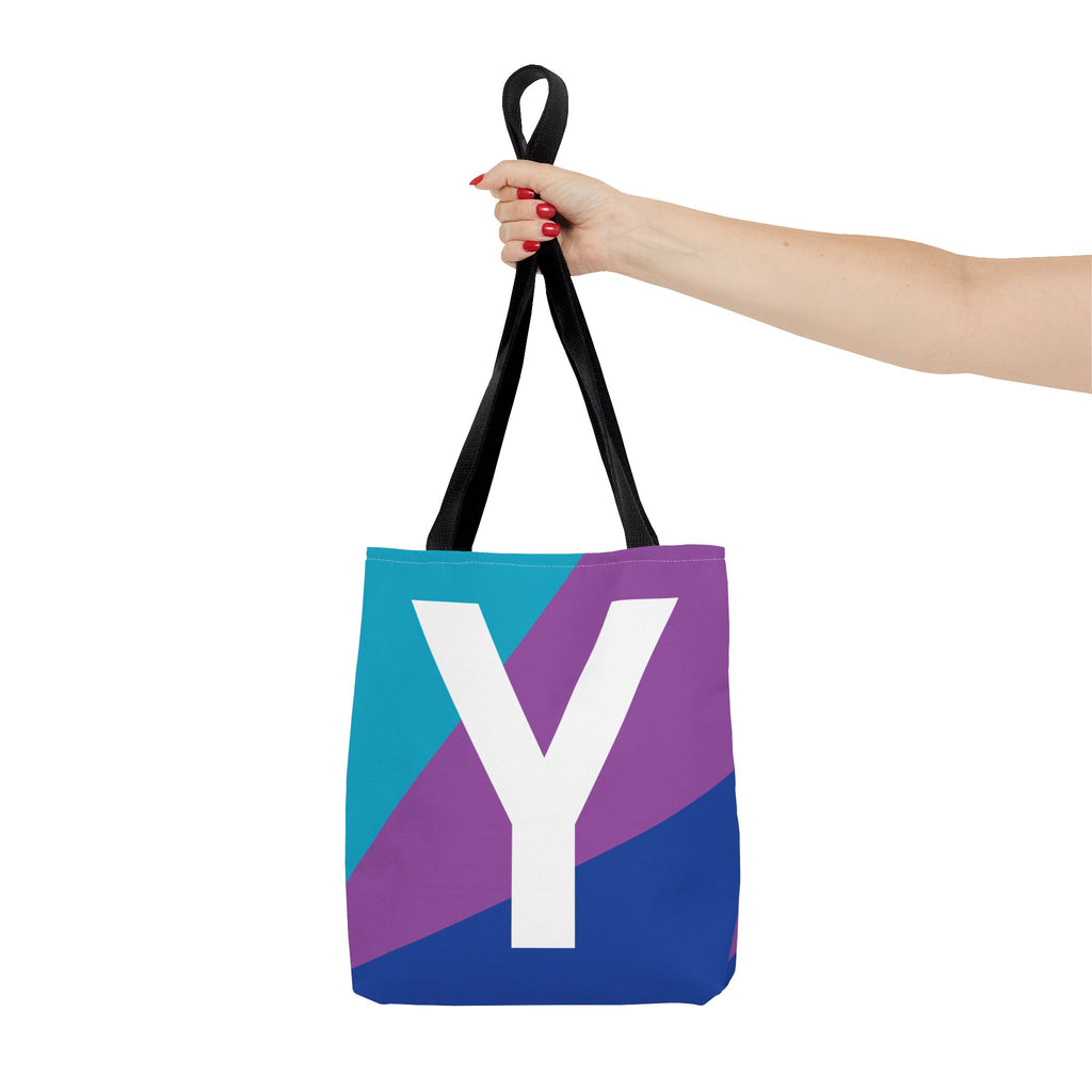 Monogram 'Y' Colorblock Tote Bag — Personalized Initial Y Shoulder Tote