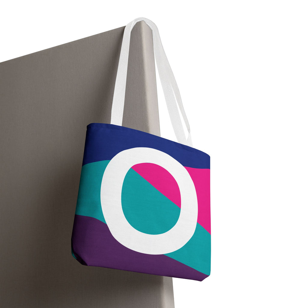 Monogram 'O' Colorblock Tote Bag — Personalized Initial O Shoulder Tote