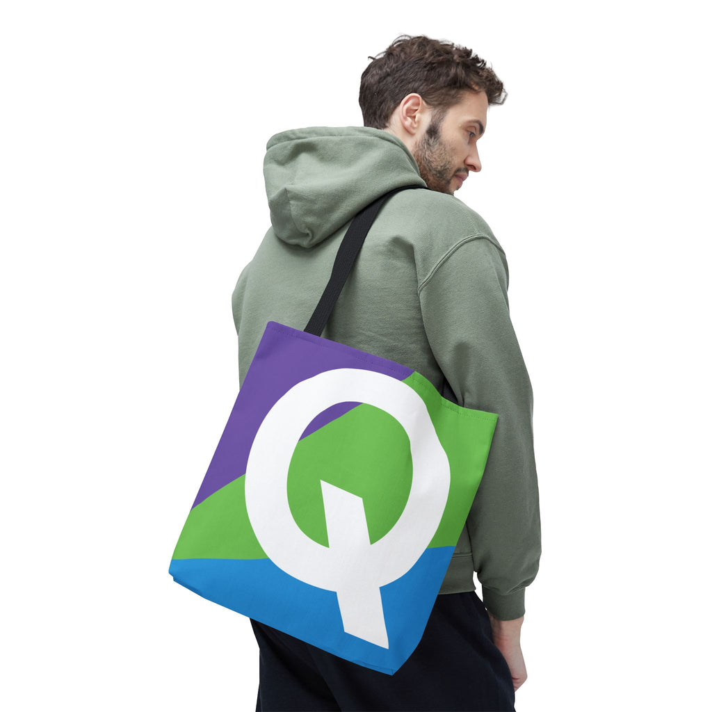 Monogram 'Q' Colorblock Tote Bag — Personalized Initial Q Shoulder Tote