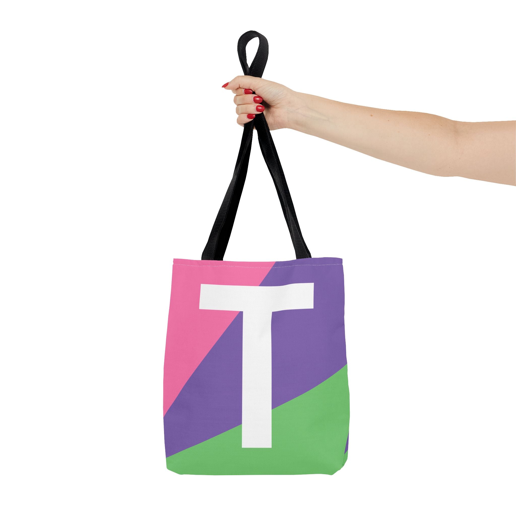 Monogram 'T' Colorblock Tote Bag — Personalized Initial T Shoulder Tote