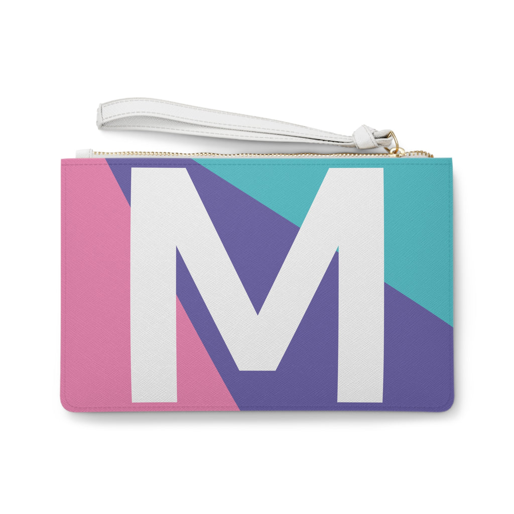 Monogram 'M' Colorblock Clutch Bag — Bold Geometric Wristlet for Everyday & Gifts