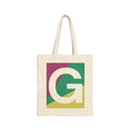 Initial G Colorblock Canvas Tote Bag — Monogram Letter G Reusable Grocery Tote