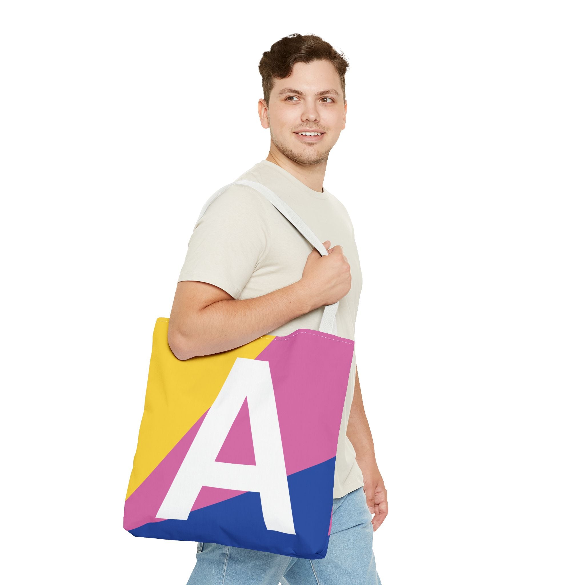 Monogram 'A' Colorblock Tote Bag — Personalized Initial A Shoulder Tote