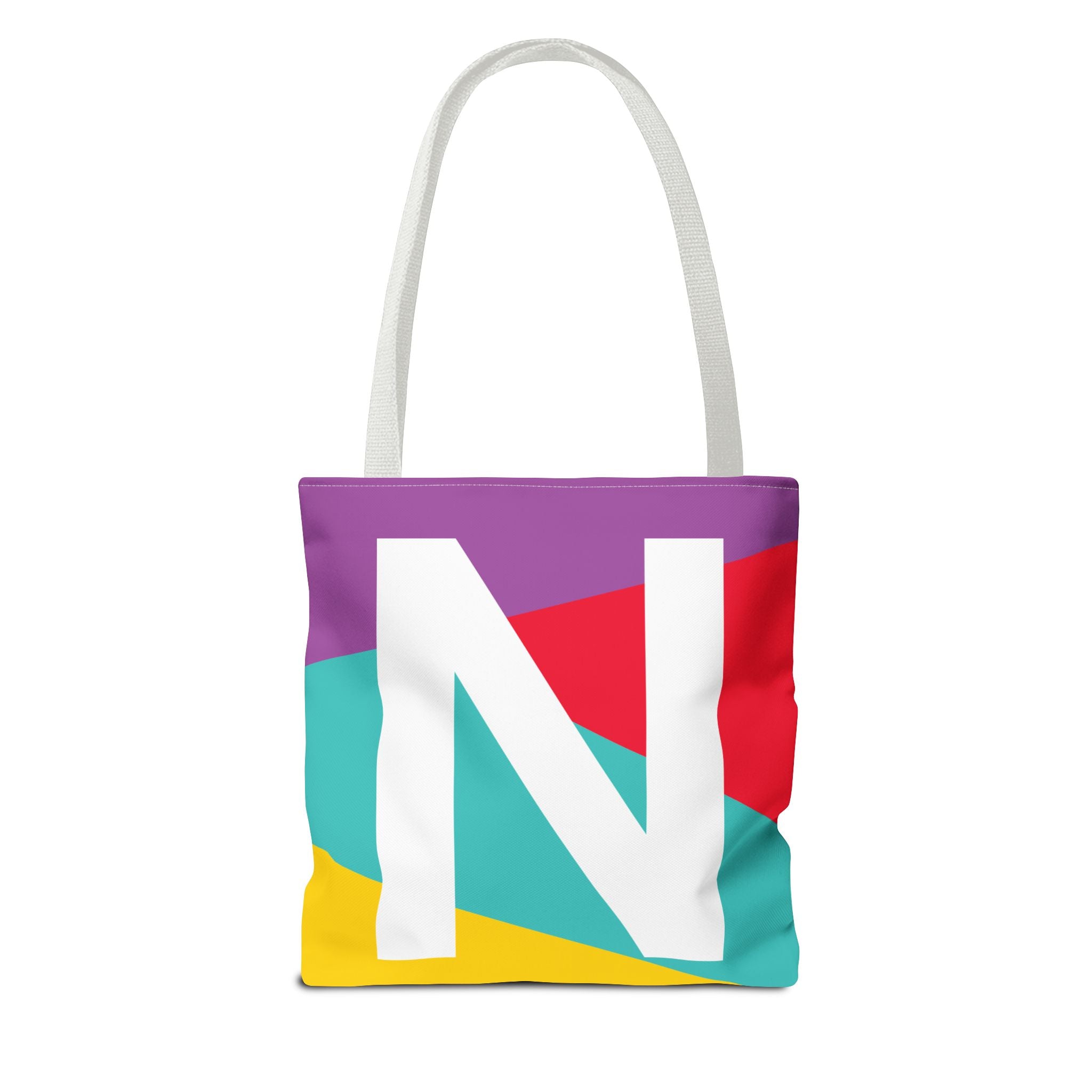 Monogram 'N' Colorblock Tote Bag — Personalized Initial N Shoulder Tote