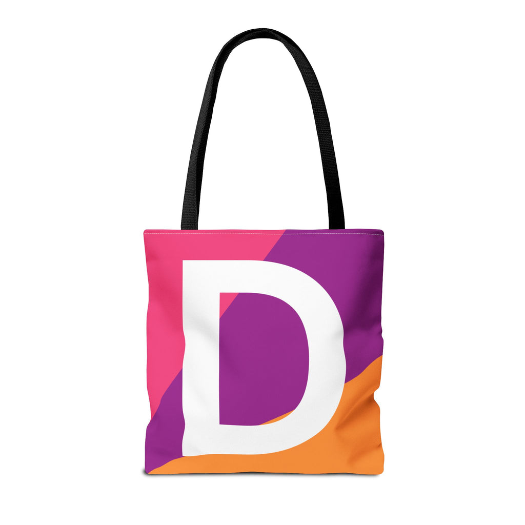 Monogram 'D' Colorblock Tote Bag — Personalized Initial D Shoulder Tote
